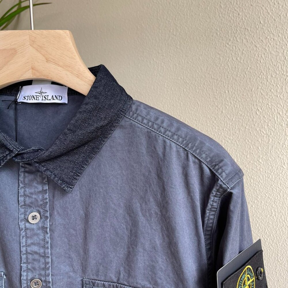 Stone Island Men's Washed Workwear Blue Shirt - Picture 5 of 9